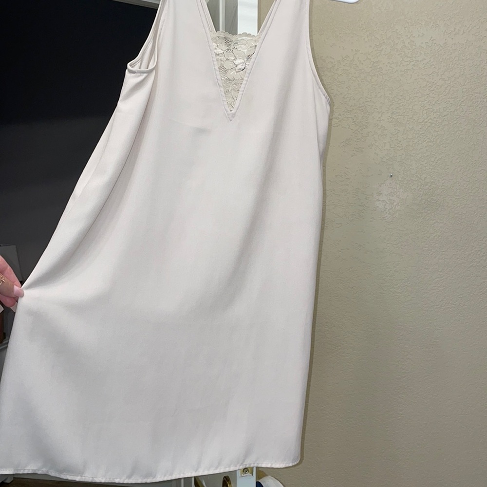 lightweight lace accent cream dress